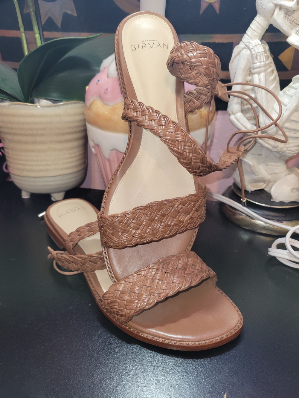 Alexandre Birman Brown Braided Leather Lace-Up Sandals